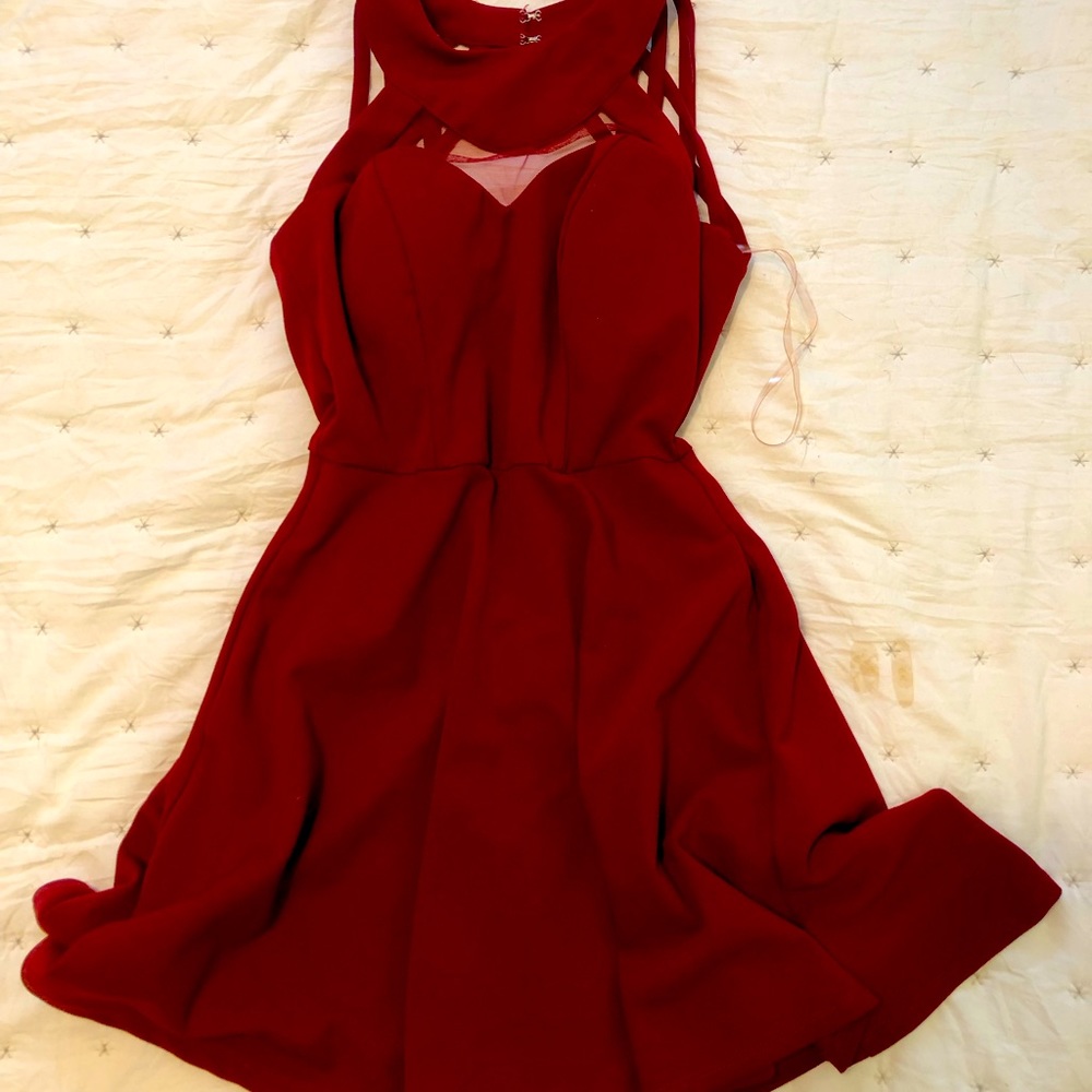 Strappy red formal dress